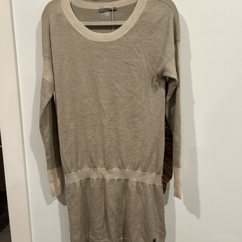 Smartwool Oatmeal Heather Stripe Sweater Dress - NWT